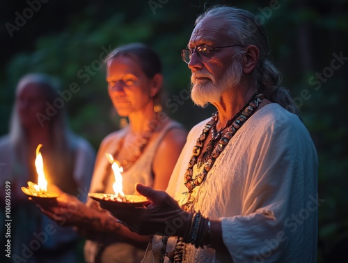 Sacred ceremonies, focusing on rituals that bring peace and unity photo