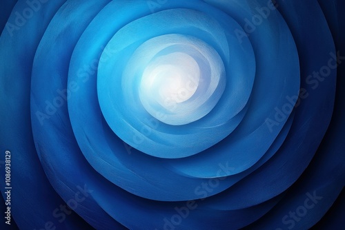 Abstract Blue Spiral Pattern with Glowing Center photo