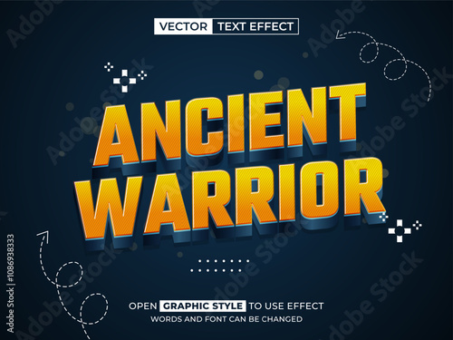 ancient warrior editable text, font effect, 3d text for title