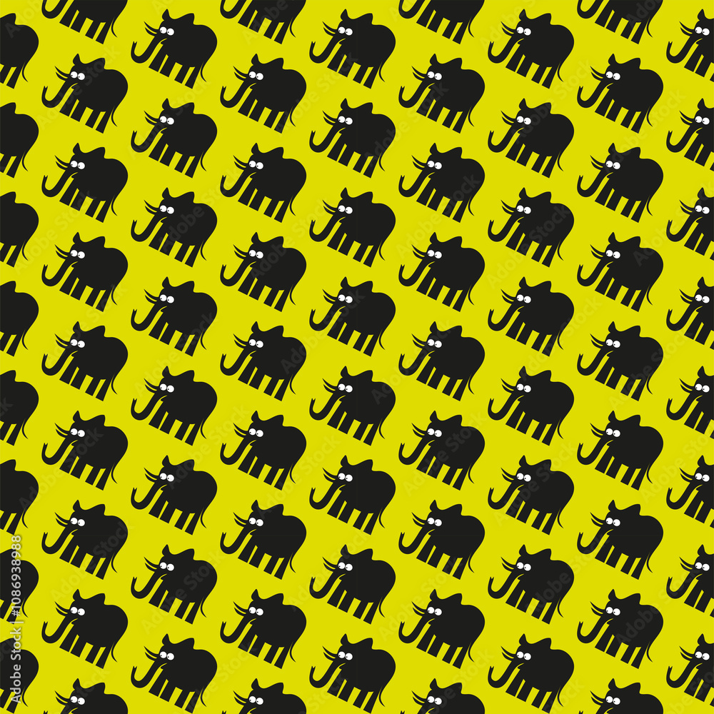 Seamless pattern with funny cartoon elephants Seamless pattern with funny cartoon elephants