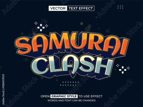 samurai clash editable text, font effect, 3d text for title