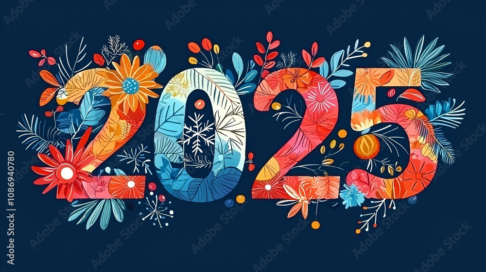 Obraz premium 2025 New Year Celebration Typography