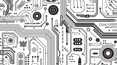 Handdrawn Vector Circuit Scheme Concept Isolated on White Background