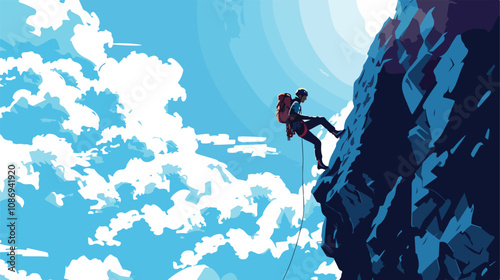 Climbing to Sky Flat Style Vector Isolated on White Background