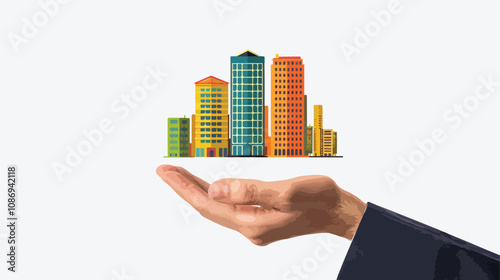Professional Architect Holding Building Blueprint on Palm - Close-up Shot