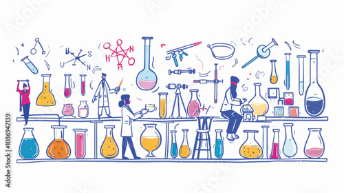 Scientist Collage Working Liquids Labor