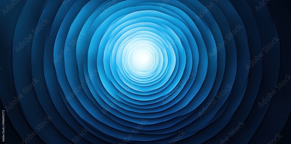 Abstract Blue Concentric Circles Leading to a Bright White Light Abstract Blue Concentric Circles Leading to a Bright White Light