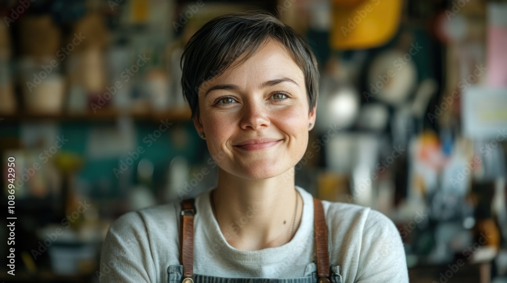 Happy Female Baker Smiling at Camera Happy Female Baker Smiling at Camera