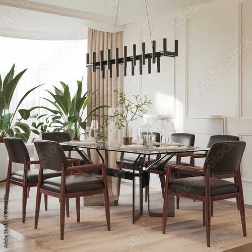  Dining Room with Glass Table and Chairs