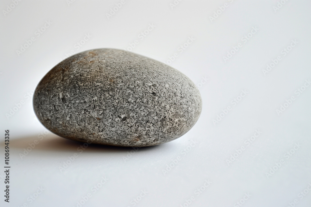 A smooth, round stone placed precisely in the center of a white surface. A smooth, round stone placed precisely in the center of a white surface.