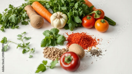 Fresh and Vibrant Organic Vegetables and Spices for Delicious Homemade Meals