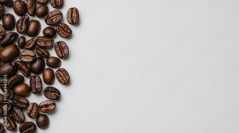 Artistic coffee bean swirl white background food photography modern environment close-up view coffee concept Artistic coffee bean swirl white background food photography modern environment close-up view coffee concept