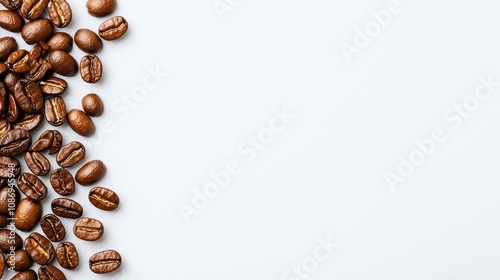 Wallpaper Mural Coffee beans swirling on white background close-up still life minimalistic top-down view artful presentation Torontodigital.ca