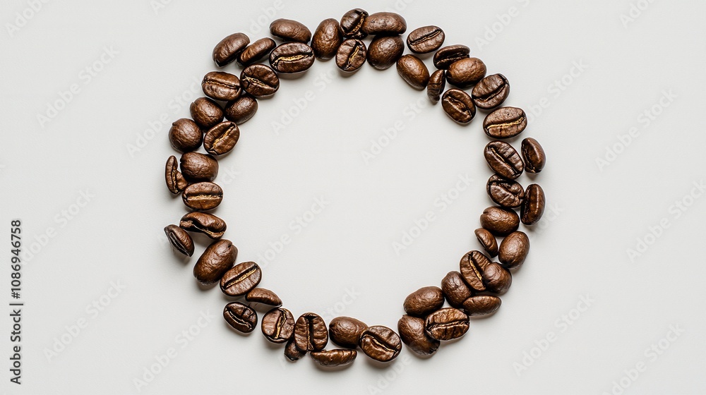 Coffee beans circular arrangement studio food photography minimalist top view artistry of natural coffee Coffee beans circular arrangement studio food photography minimalist top view artistry of natural coffee