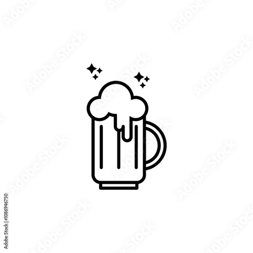 Outline icon of a beer mug, ideal for bar, pub, and celebration themes