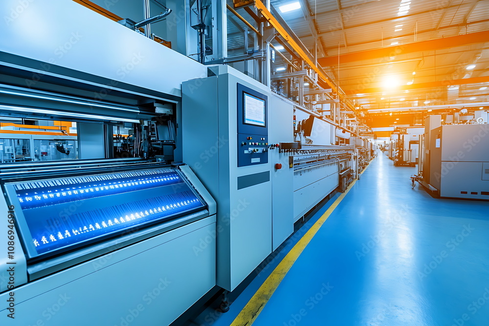 Obraz premium Industrial factory with workers operating machine