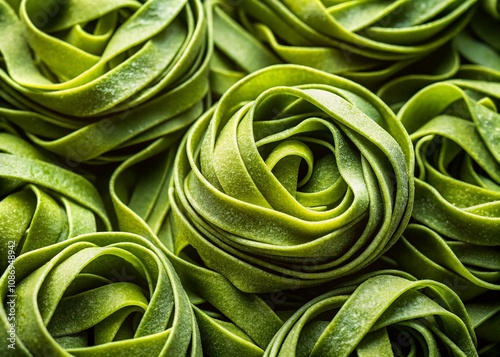 Captivating Green Spinach Tagliatelle Pattern Background for Culinary Art and Recipe Inspiration in Vibrant Colors and Textures for Food Photography