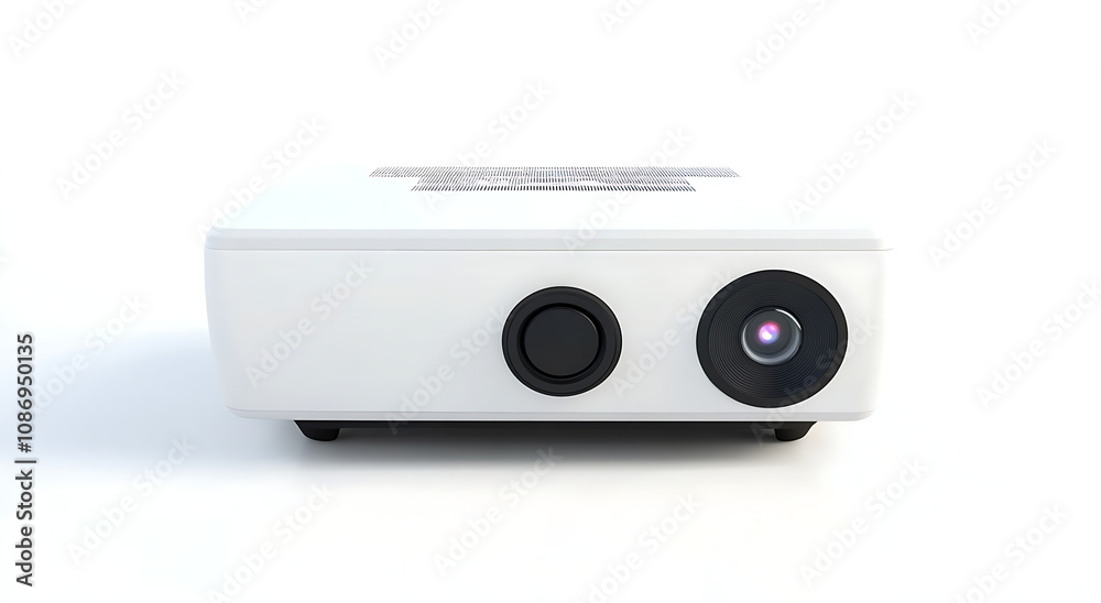 Front view of a white projector isolated Front view of a white projector isolated