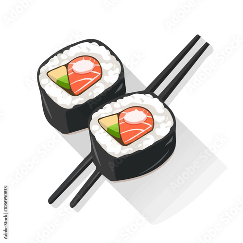 Sushi motion graphic flat-design vector animation style, in white background, Chinese food