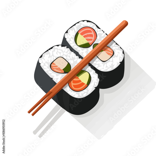 Sushi motion graphic flat-design vector animation style, in white background, Chinese food