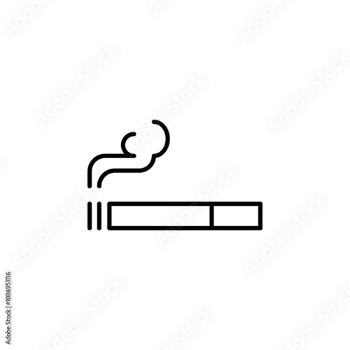 Simple cigarette icon representing smoking, tobacco, or health awareness themes.