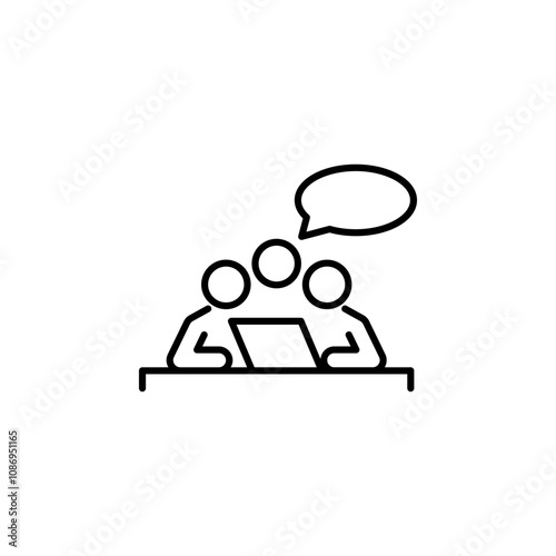 Minimalist icon of a group discussion, great for teamwork, collaboration, and brainstorming.