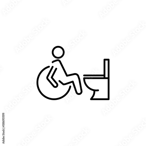 Minimalist icon of an accessible WC, ideal for disability access, inclusive design, and public facilities.