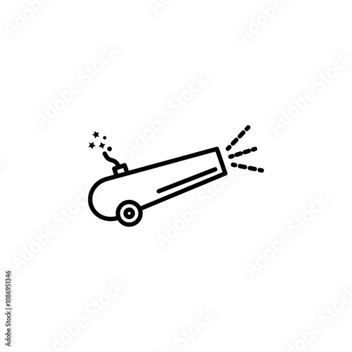 Outline icon of a cannon, perfect for historical, military, and defense themes