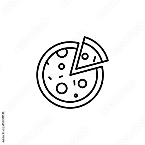 Outline icon of a pizza slice, perfect for food, restaurant, or Italian cuisine themes.