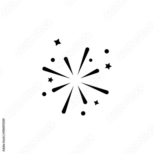 Outline icon of a firework burst, ideal for celebrations, holidays, and festive designs.