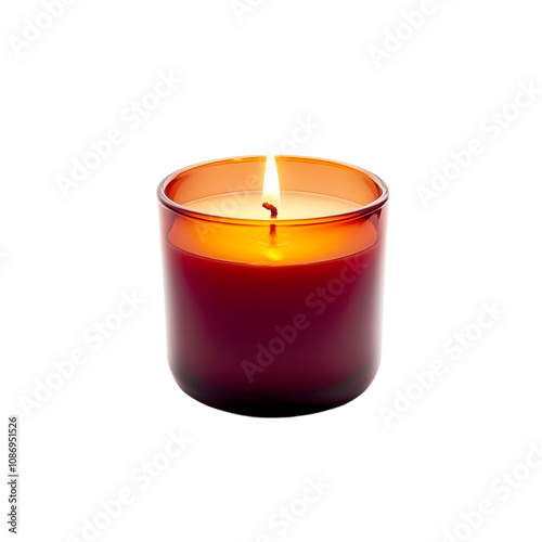 Red Candle on White Background