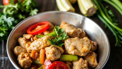 Delicious Chicken Curry with Fresh Vegetables and Herbs, Perfect for a Healthy and Flavorful Meal