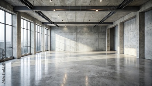 Sunlit Modern Industrial Loft Space with Polished Concrete Floor and Expansive Windows