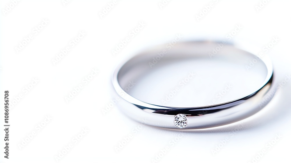 Elegant silver ring with a diamond, on a white isolate background. Elegant silver ring with a diamond, on a white isolate background.