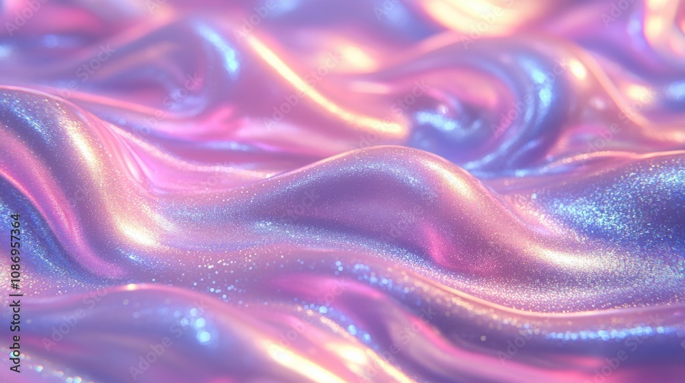 Obraz premium Iridescent Waves of Light: Abstract Shimmering Fabric