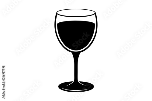 Single-Line Wine Glass Silhouette - Minimalist Beverage Vector Design