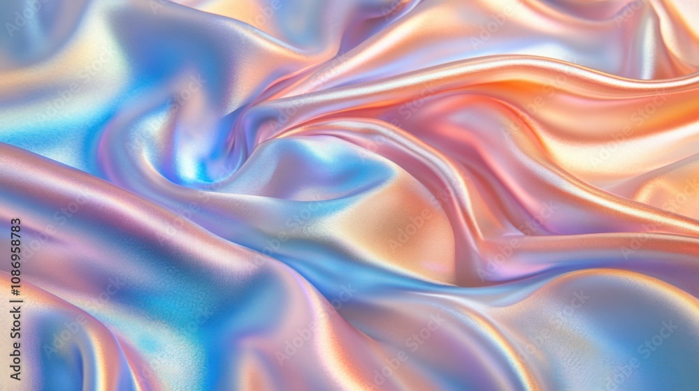 Obraz premium Iridescent Satin Fabric with Soft Flowing Waves and Colors