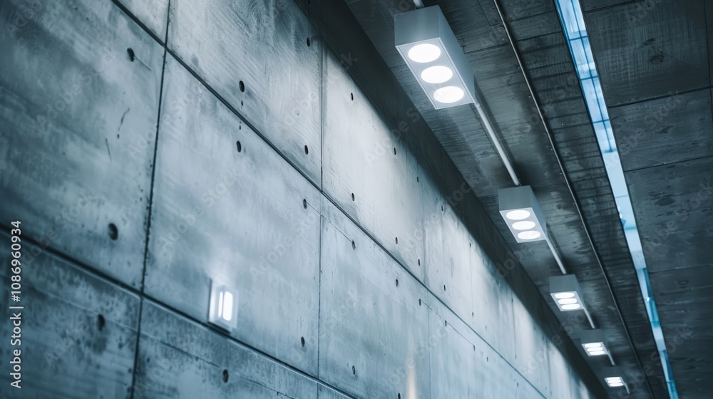 Modern concrete hallway lights