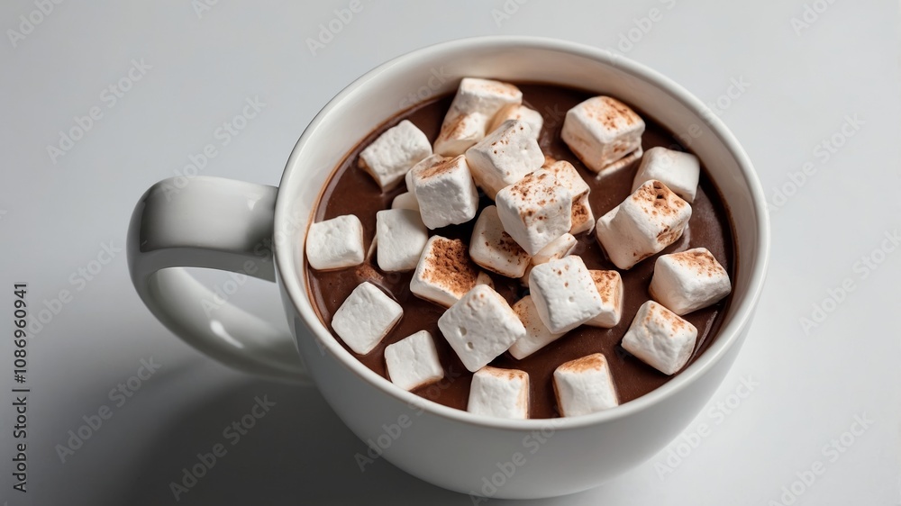 Cocoa with marshmallows in a white mug Cocoa with marshmallows in a white mug