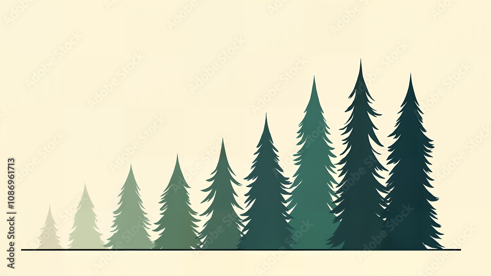NatureÃs Quintessence: A Unique Minimalist Illustrated Conifer Bar Chart in New Yorker Style NatureÃs Quintessence: A Unique Minimalist Illustrated Conifer Bar Chart in New Yorker Style