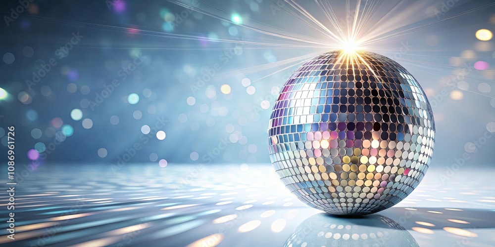 Fototapeta premium Reflective Disco Ball Illuminating a Sparkling Dance Floor