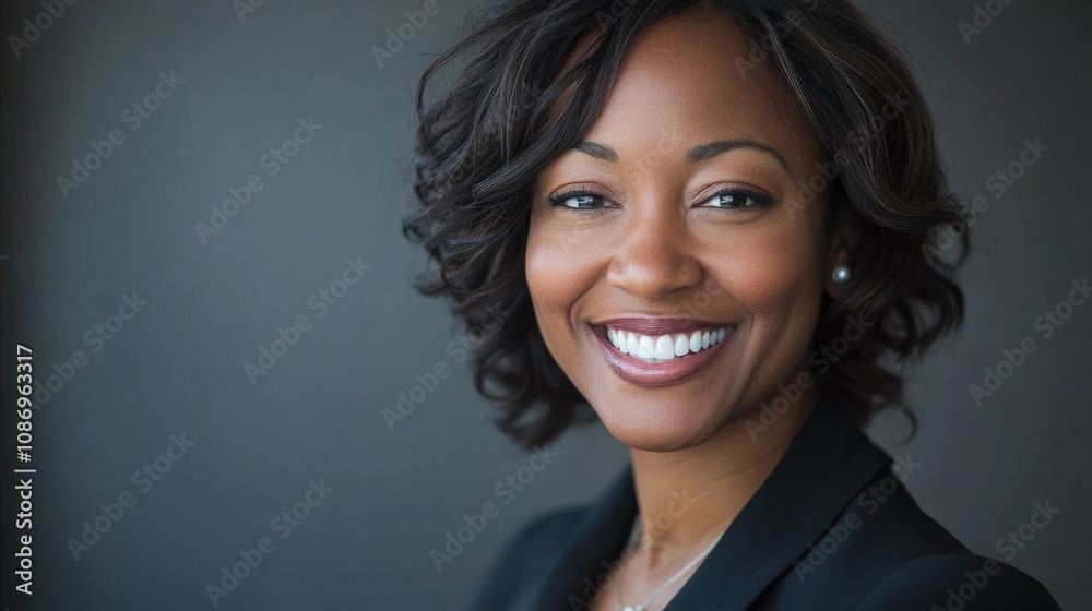 Fototapeta premium Confident Female Manager: Bright Portrait of a Smiling Businesswoman in Professional Attire at Office