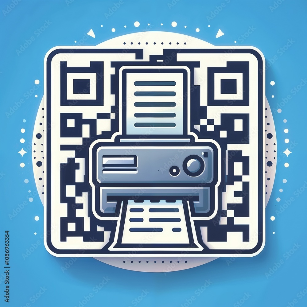 QR code with a printer icon for printing services and digital utility QR code with a printer icon for printing services and digital utility