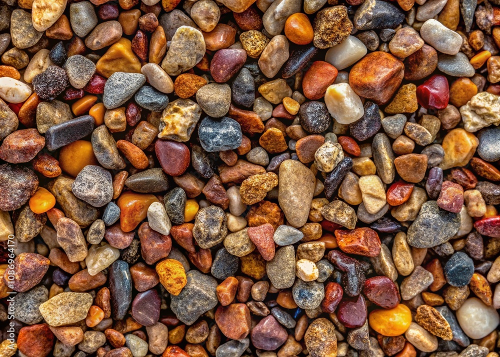Close-Up of Small Gravel Pebbles as Raw Material for Concrete Manufacturing with Intricate Textures and Natural Patterns Highlighted in Macro Photography Close-Up of Small Gravel Pebbles as Raw Material for Concrete Manufacturing with Intricate Textures and Natural Patterns Highlighted in Macro Photography