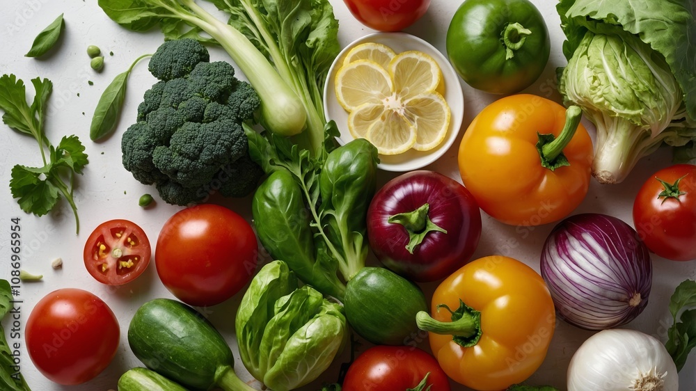 Fresh summer vegetables with copy space on white Fresh summer vegetables with copy space on white