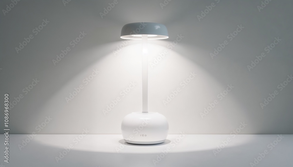 Fototapeta premium Modern white LED table lamp with focused illumination