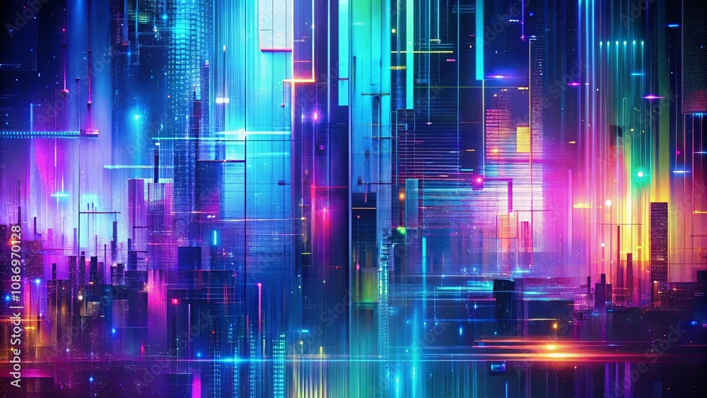 Abstract Neon Cityscape Futuristic Urban Scene with Vibrant Lights and Glowing Structures Abstract Neon Cityscape Futuristic Urban Scene with Vibrant Lights and Glowing Structures