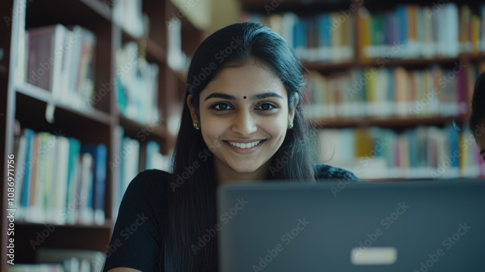 Studious Young Woman at Library Studious Young Woman at Library