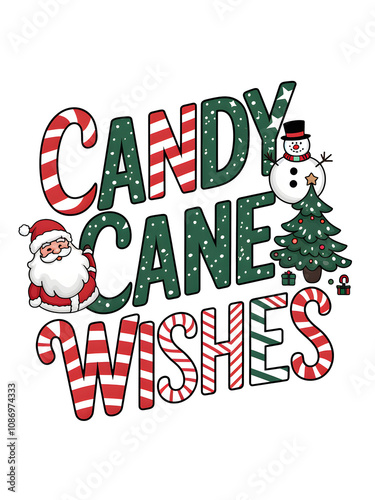 merry christmas greeting card, candy cane wishes