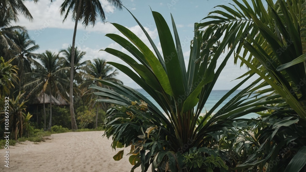 Fototapeta premium Tropical getaway featuring elegant palm leaf design